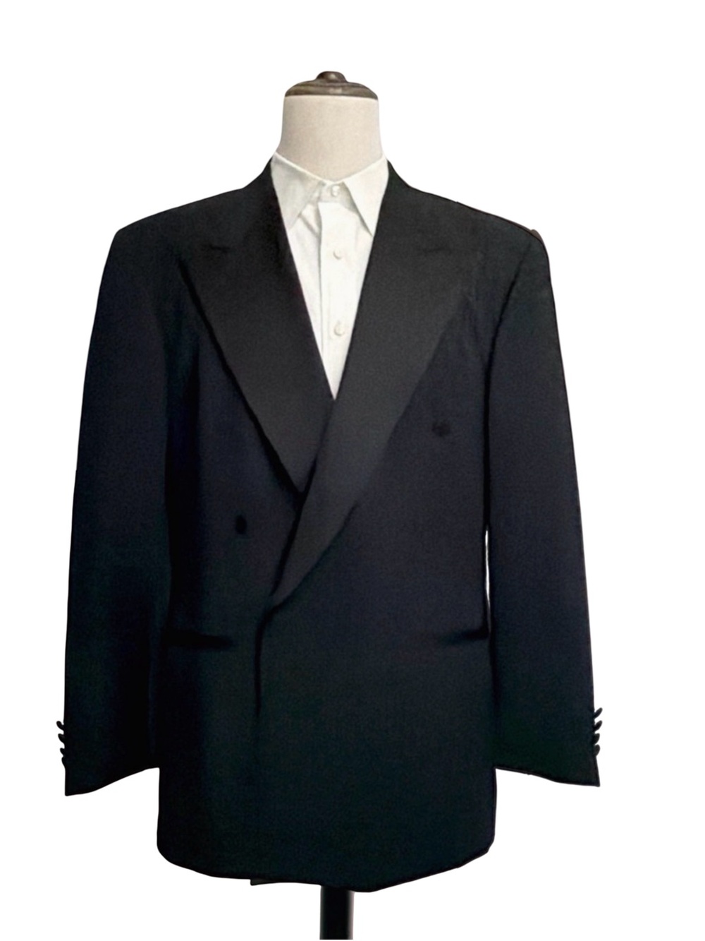HUGO BOSS Men’s Double-Breasted Tuxedo | Black | Super 100 | 100% Wool | 40R
